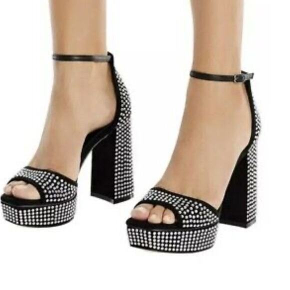 NIB Sam Edelman Womens NELLIE GLITZ Faux Suede Ankle Strap Pumps Shoes Size 8..5 - Picture 2 of 7